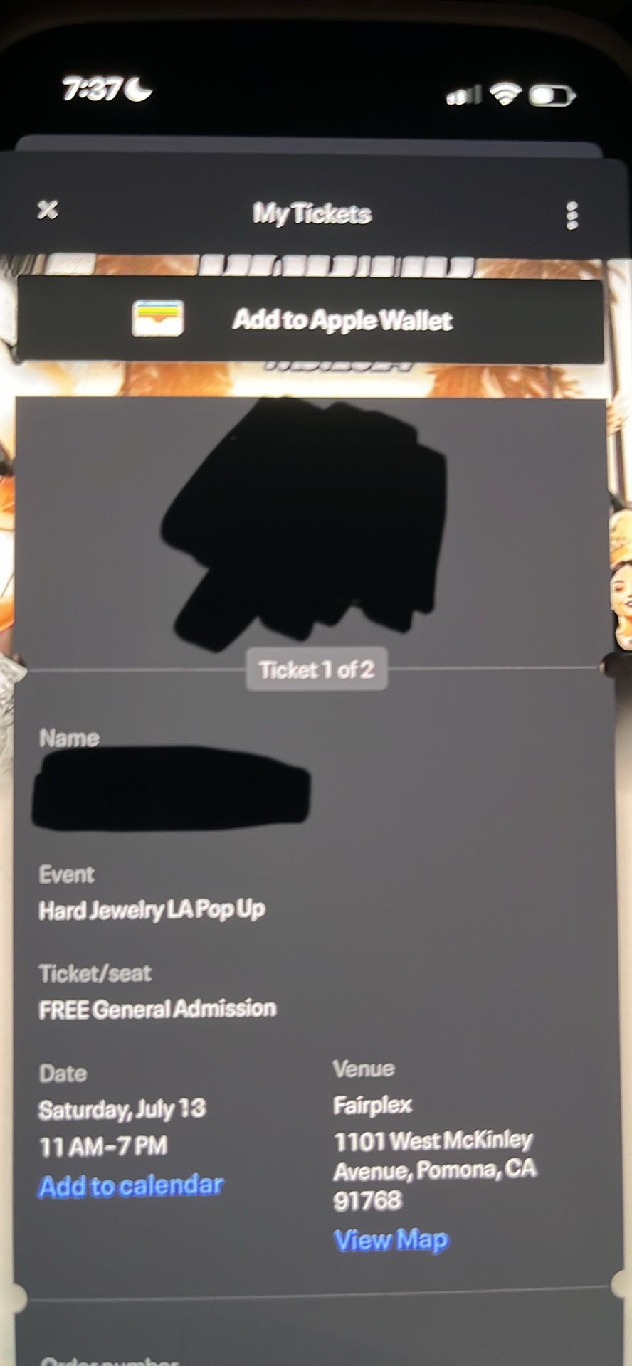 4 HARD JEWELRY POP UP TICKETS