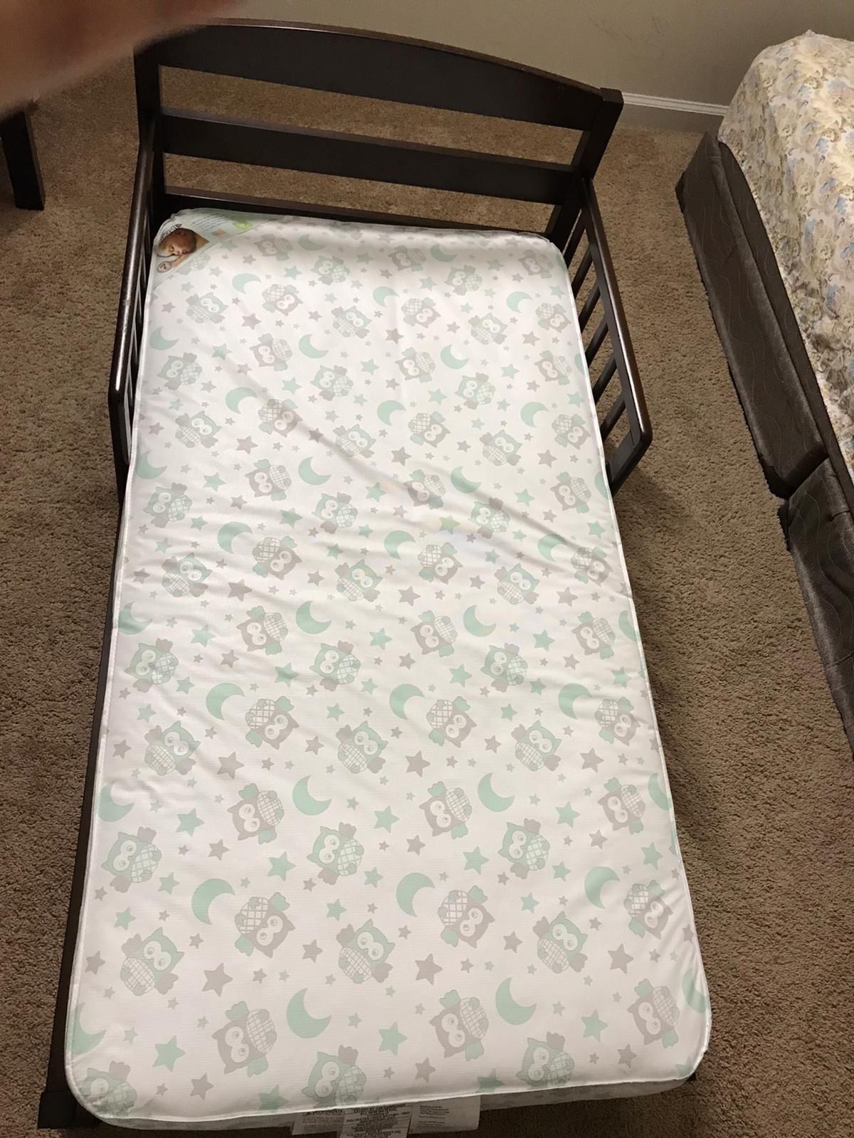 Toddler bed frame and mattress