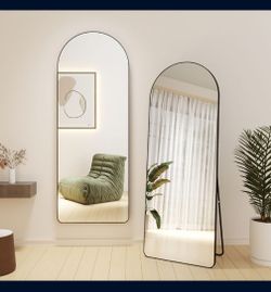 Arched Full Length Mirror, L67’’W25.6’’ Floor Mirror with Stand, Arched Wall Mirror Full Length, Large Standing Mirror Full Length, Wall-Mounted Mirro