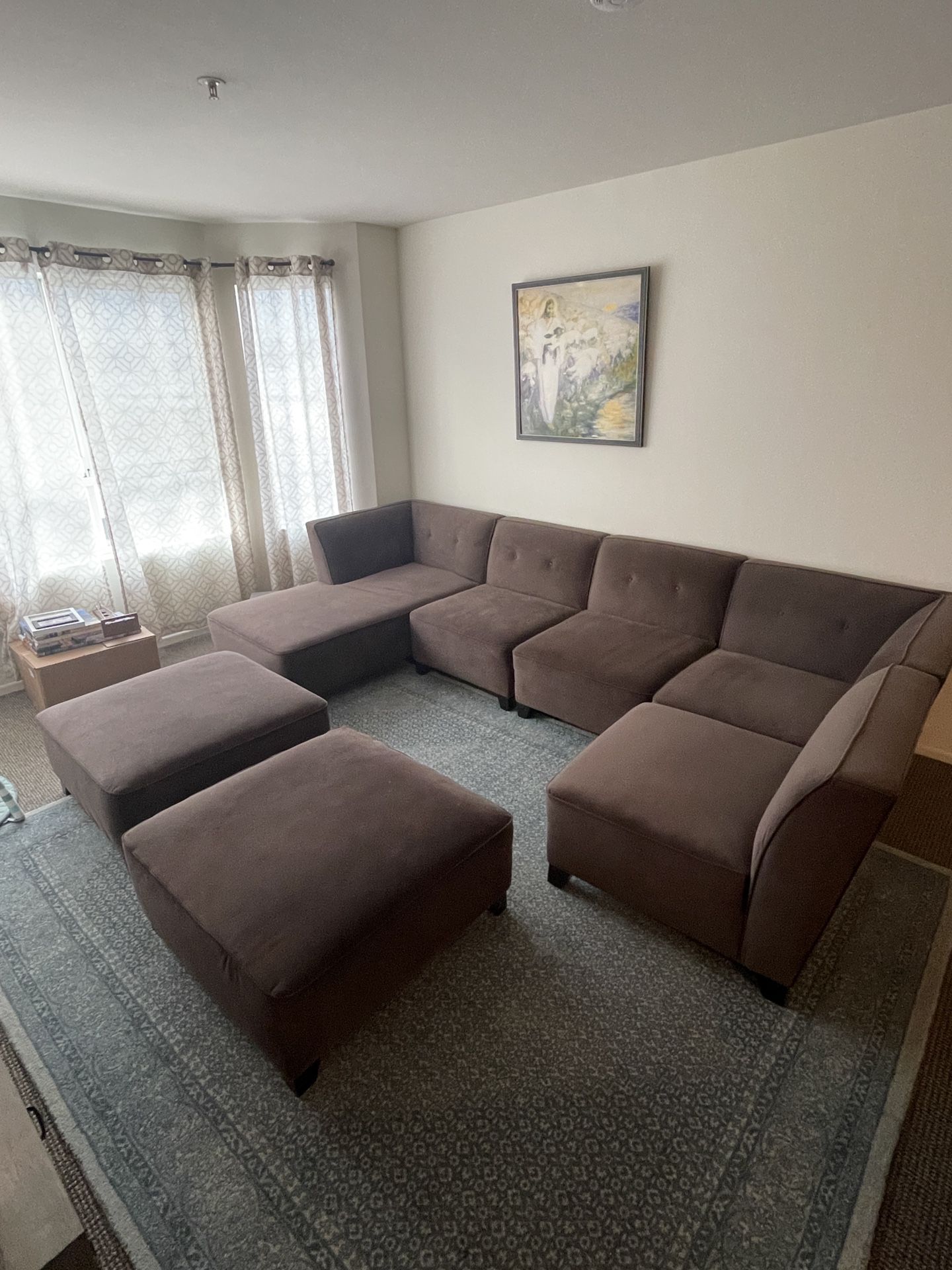 5 Piece Sectional Couch With 2 Ottomans