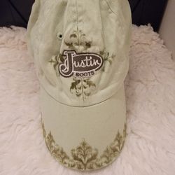 Justin Boots Green Cotton Strapback Baseball Cap Hat