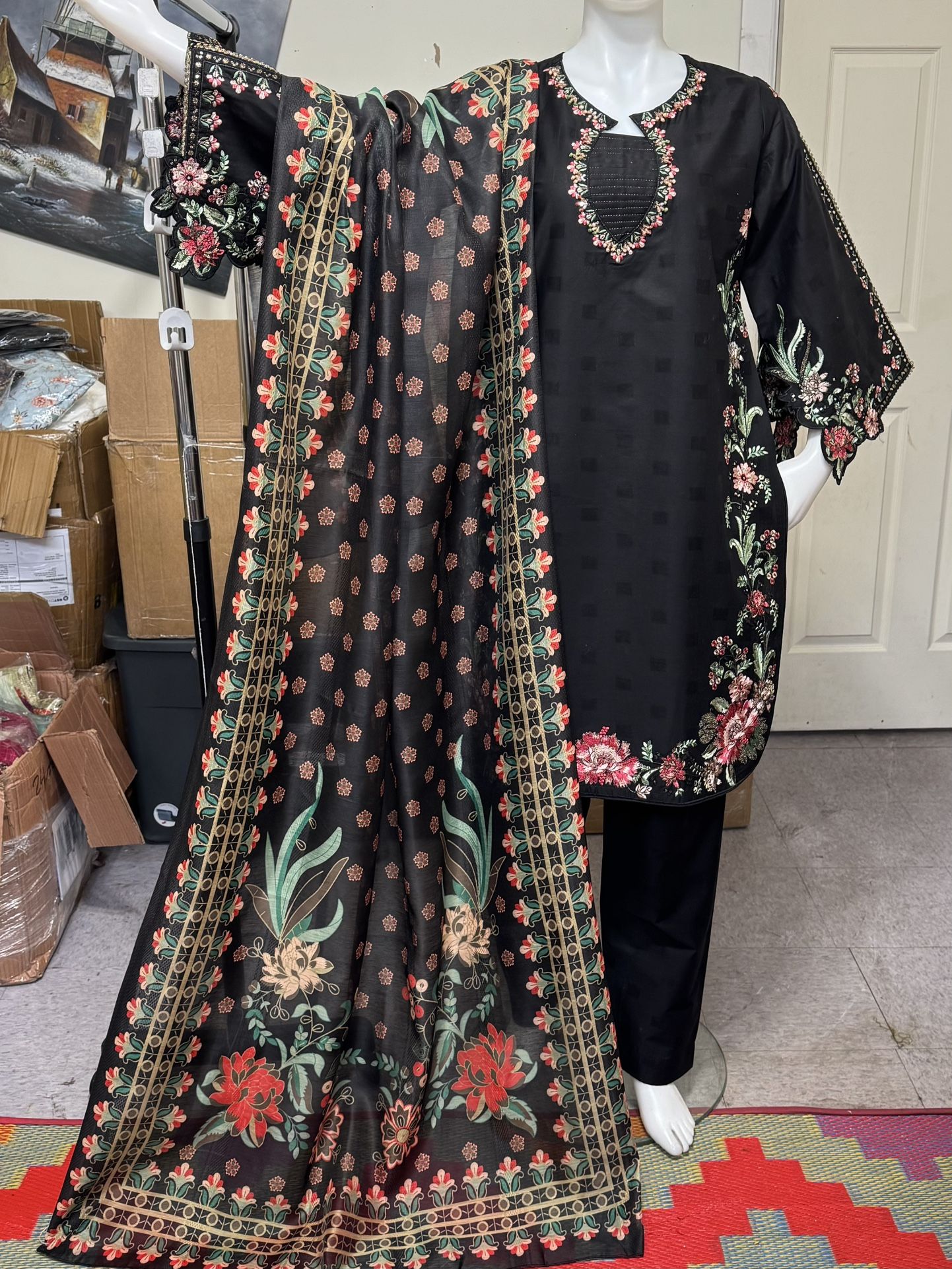 Black Cotton Party Wear Dress