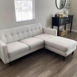 White London Mid-Century Modern 82” Sofa with Ottoman by Living Spaces