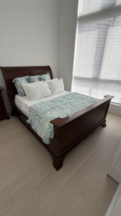 Queen Bed Frame + night stand + box frame