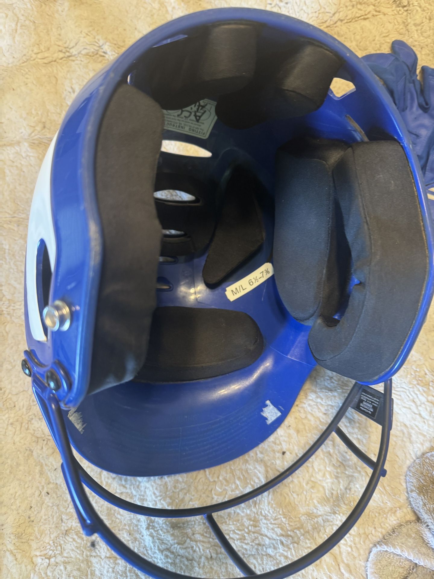 Softball Helmet, Face Guard An Gloves