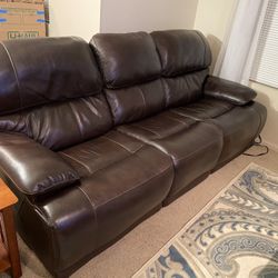 Reclining Brown Leather Couch