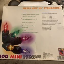 Christmas, indoor/outdoor End To End Mini Light Set  100 MULTI New Old Stock