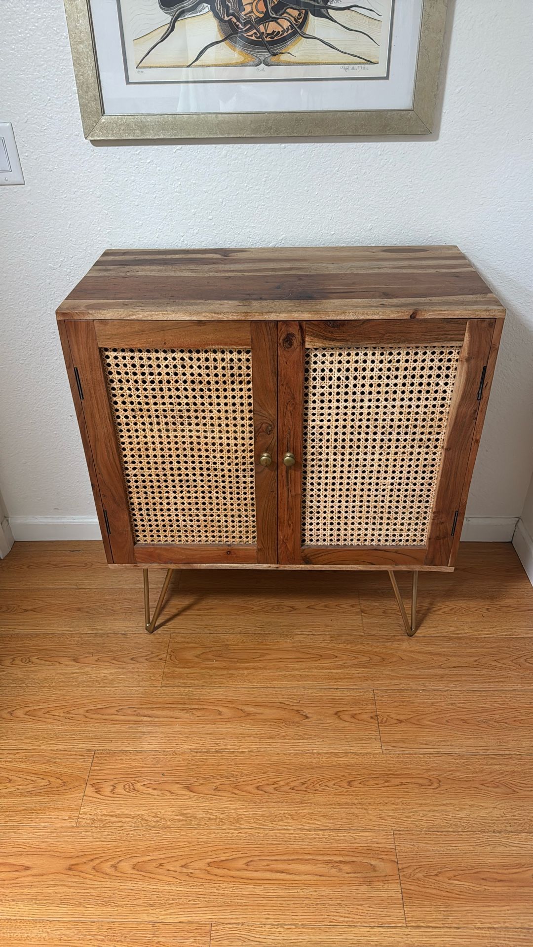 Giantex Buffet Cabinet, Wood Sideboard Storage Cabinet with Rattan Door, 3-Positi...