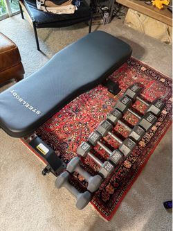 Free weights and flat bench.