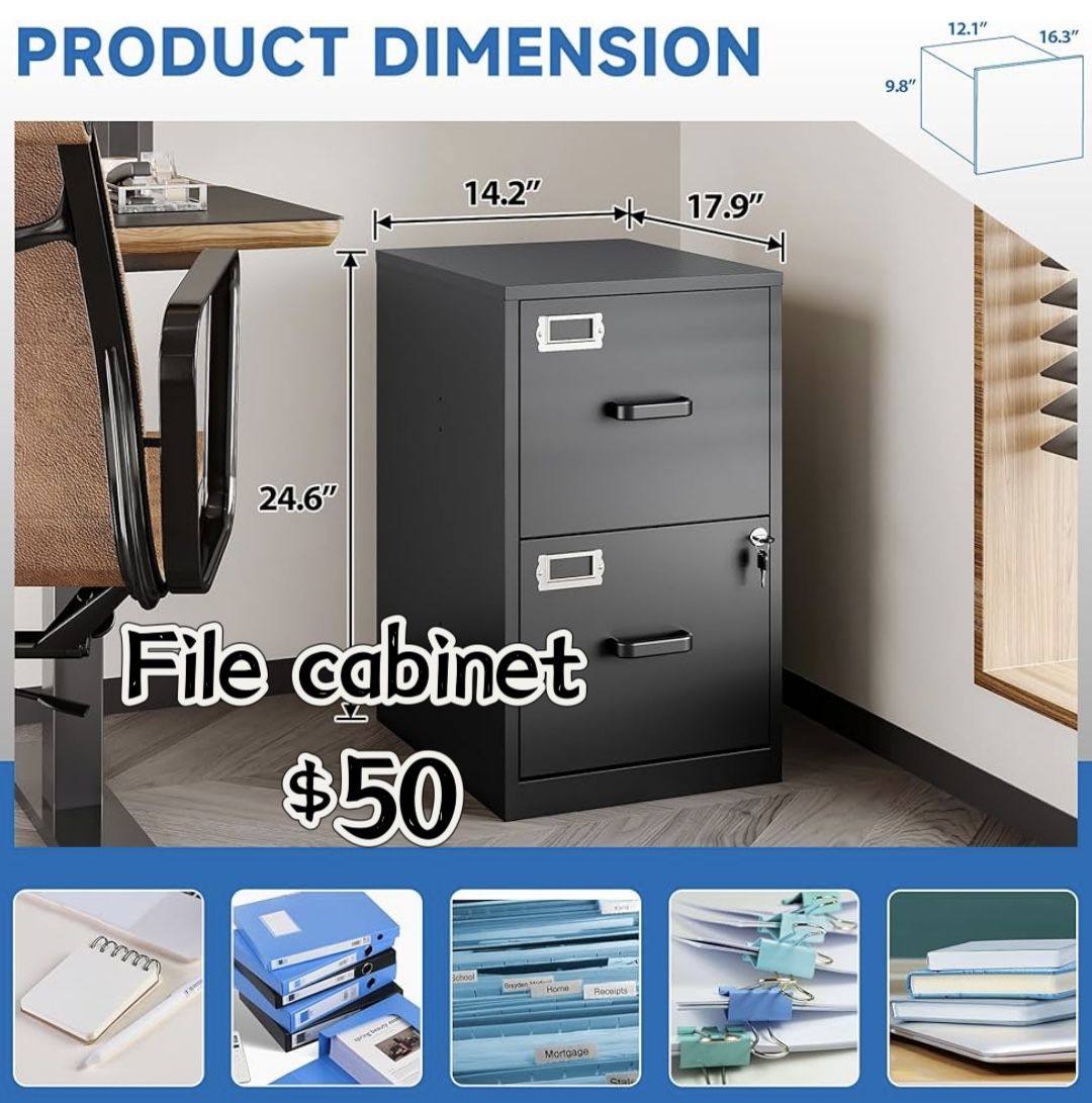 😀 2 Drawer File Cabinet with Lock Vertical Filing Storage Cabinet Office Home Steel Vertical File Cabinets for Letter Size File Cabinet Locked