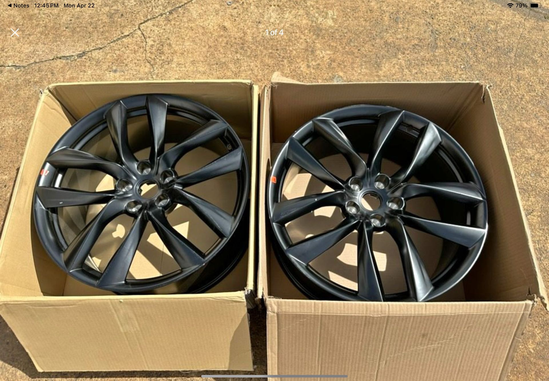 2 Rear 2019 Model S Wheels 21x9 Black Arachnid rims 