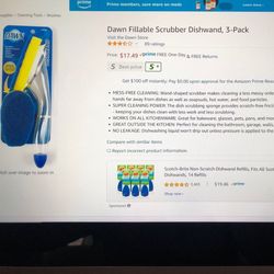 Dawn Fillable Scrubbing Dishwand 4 Pack With Refill Heads 