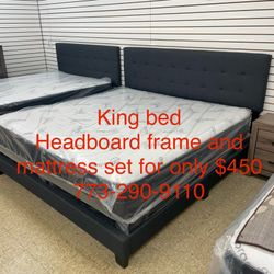 King Bed Headboard Frame Mattress And Box Spring All Included Brand New In Box 📦 Same Day Delivery 🚚 