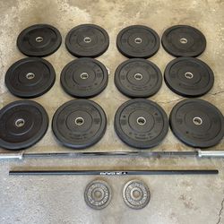 Rogue Bumper Plates, Barbell And Spring Collars