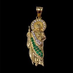 14k Gold SAN JUDAS Pendant with Stones 