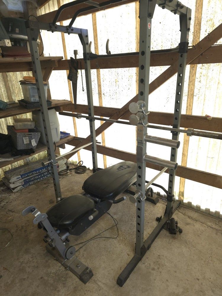 Home Gym Set (Squat Cage, Bench, Barbell) 