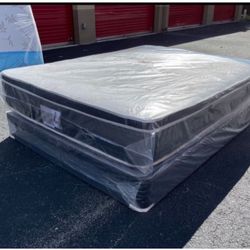 NEW Mattress Queen Size Pillowtop With Box Spring // Offer  🚚