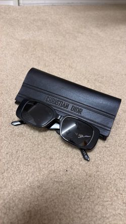 Christian Dior Black Rectangular Sunglasses with Case