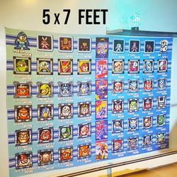 MEGA-HUGE 5x7 foot Mega Man tapestry Mega Man 1-6 All Bosses + Dr Wily Nintendo video game room