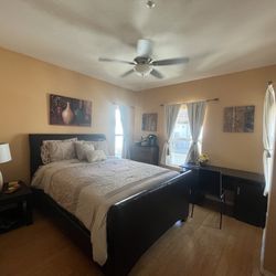 Brown Leather  Bed Set