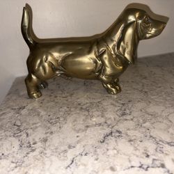 Solid Brass Basset Hound Figurine: Vintage