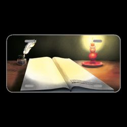 License Plate Novelty Car Front Art Book Quill Inkwell Candlestick