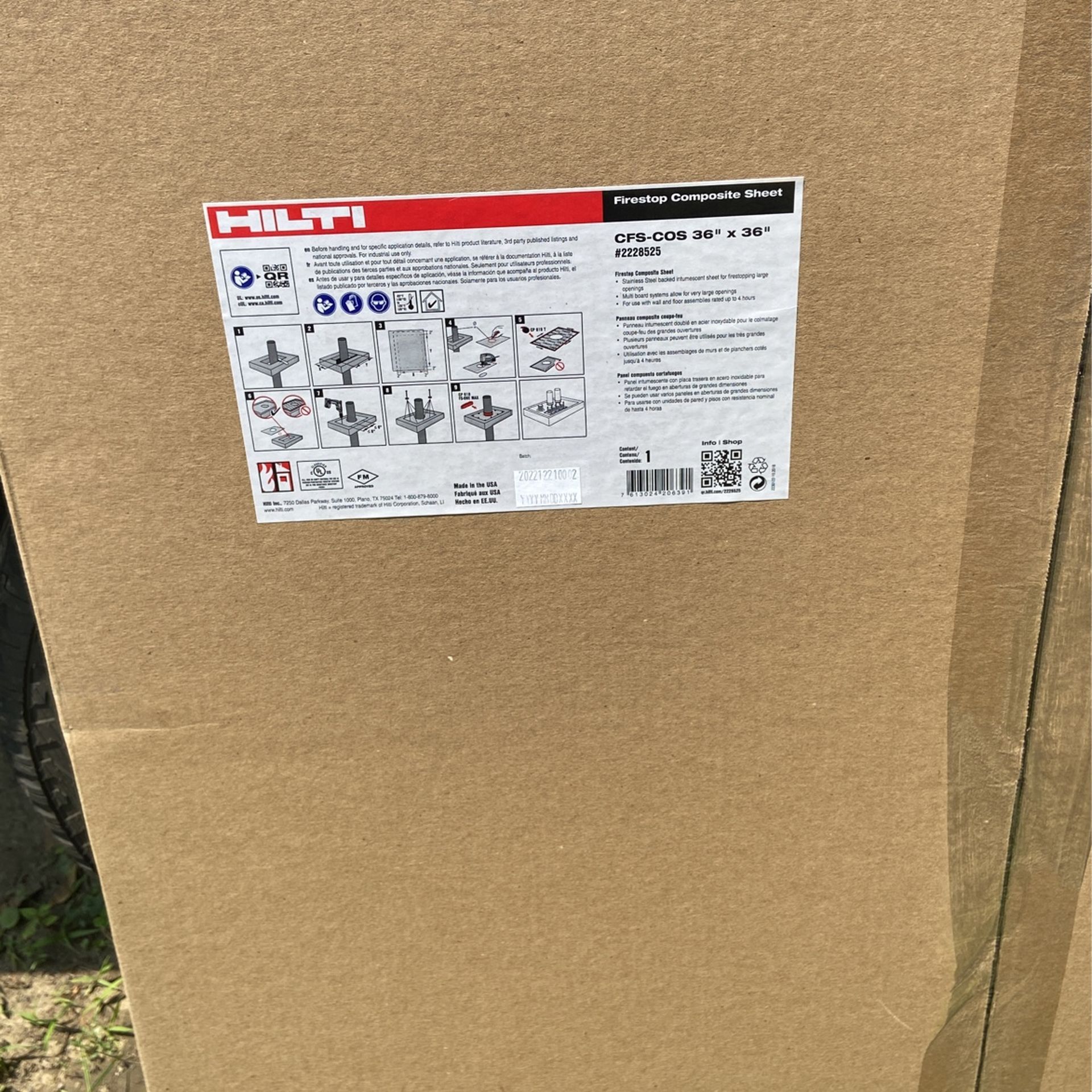 Hilti CFS-COS Fire-stop Composite Sheet 3’ X 3’