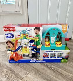 Little People Launch and Loop Raceway Light-up Vehicle Playset Open Damaged Box