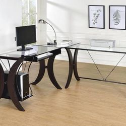 3 Piece Computer Desk With Glass Tops! Lowest Prices Ever!