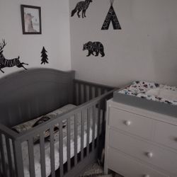 Grey Baby Crib