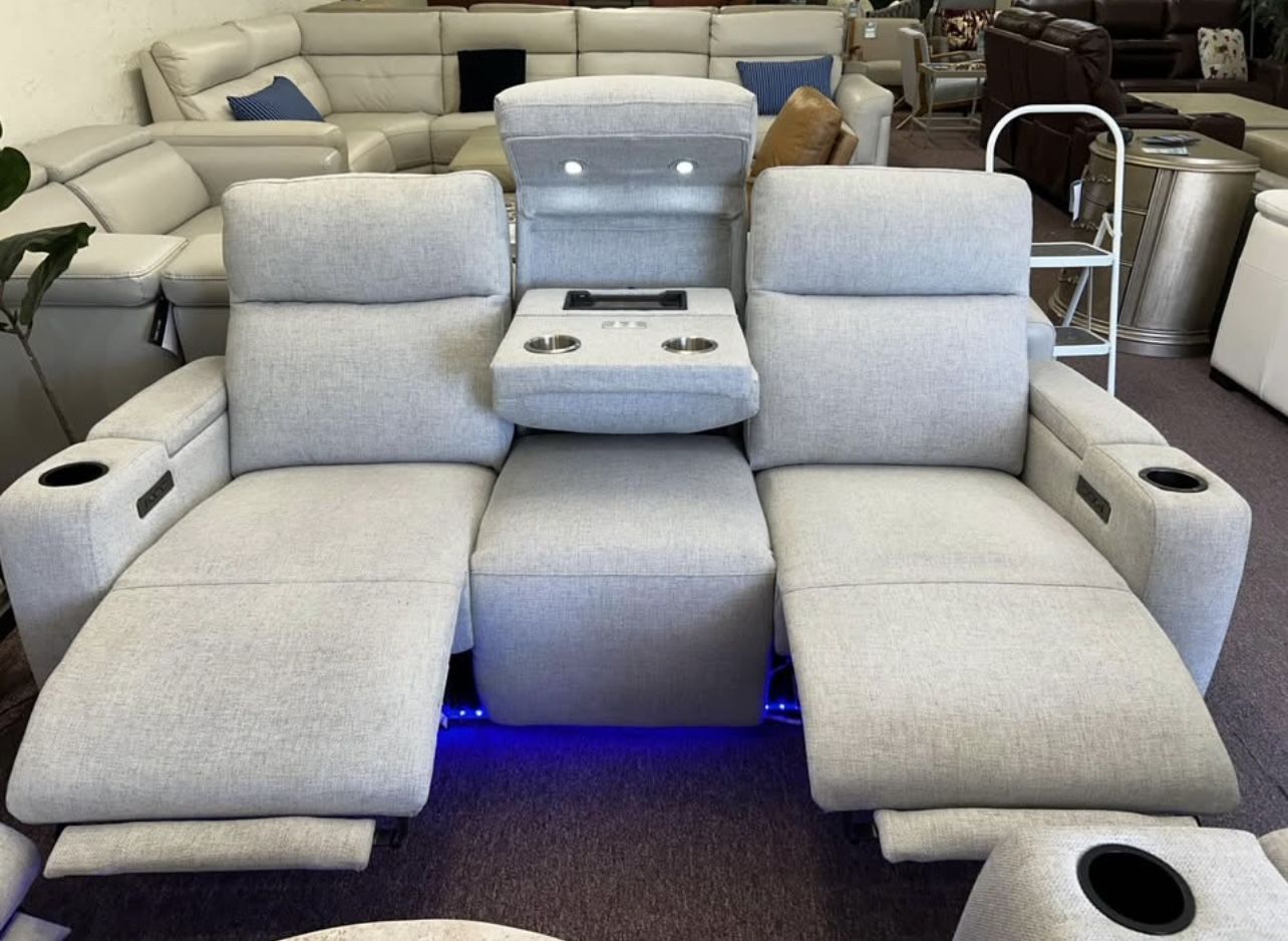 Furniture- Zero Gravity Power Recliner Sofa- Greymel