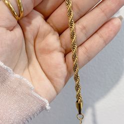 18k Gold Rope Chain Bracelet