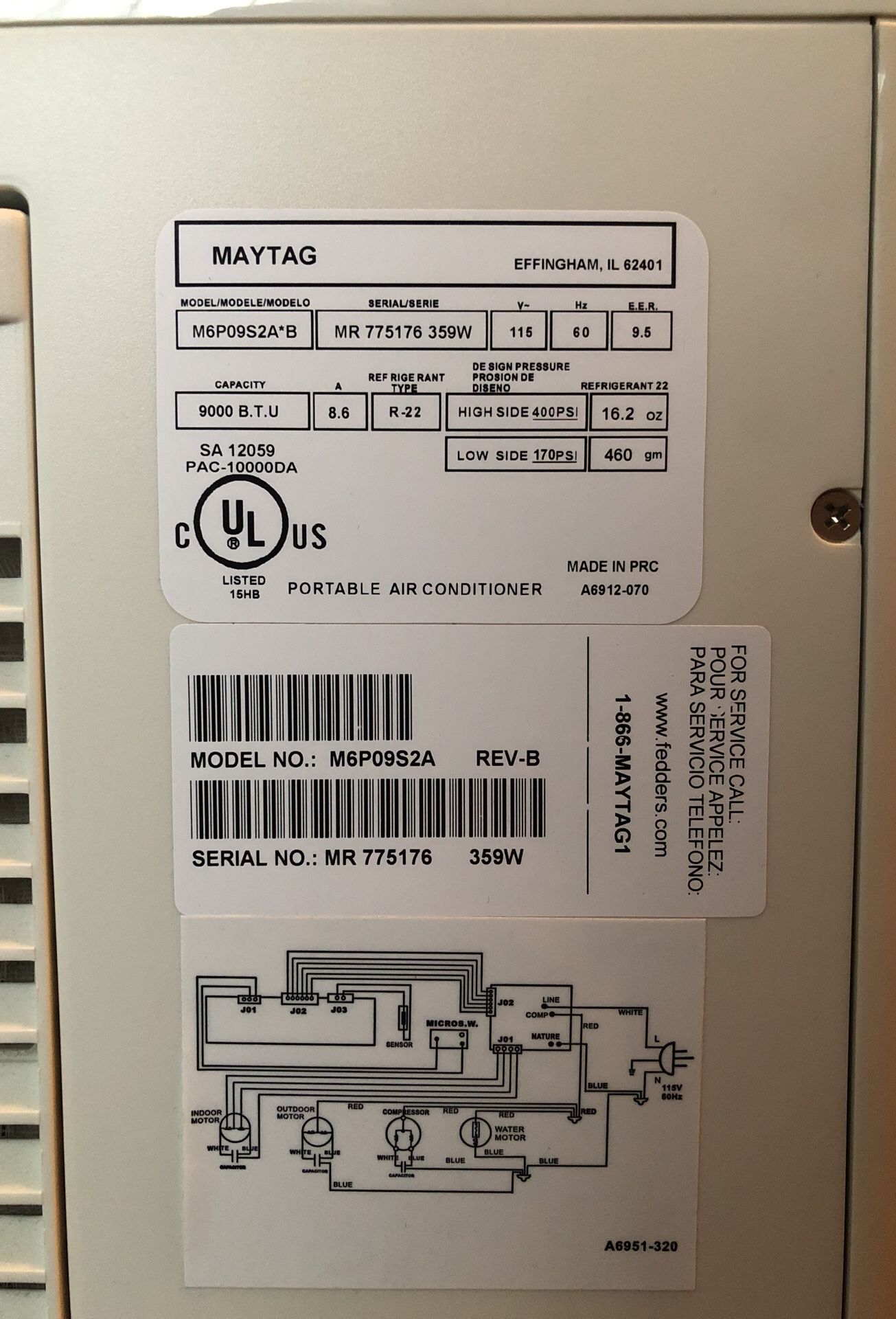 Maytag Portable Air Conditioner M6P09S2A 9000 btu for Sale in Seattle