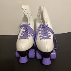 Women’s rollerskate size 10 white purple retro quad skates indoor outdoor new in original box