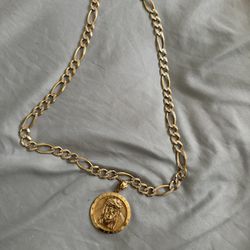 10k Heavy Necklace And Charm 