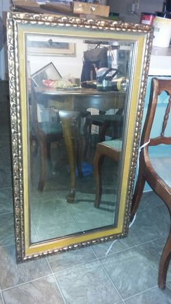 Vintage Beveled Mirror with gold velvet