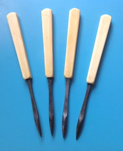 Antique Nut Picks with Bone Handles - Set of 4