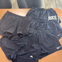 Women’s Black Large Gym Shorts Nike Adidas 