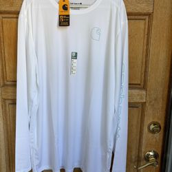 Carhartt Force Sun Defender UPF 50 Long Sleeve T Shirt White XL Tall NWT