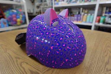 Krash Girls Youth Bike Helmet Leopard Kitty Purp