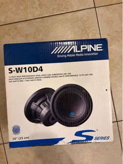 Alpine S-W10D4 1800W 10" S-Series Dual 4 Ohm Car Subwoofer