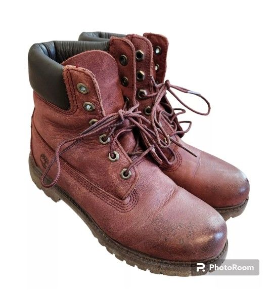 New TIMBERLAND Icon RED 6" Standard Lace Up Boots Size 8