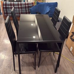 5 Piece Glass Dining Table Set 