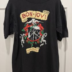 Bon Jovi ‘Christmas In Jersey’ Vintage 1990s T Shirt Mens Size XL