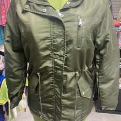 Olive Green Coat With Fur Good