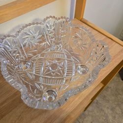 Large Cut Crystal Glass Bowl