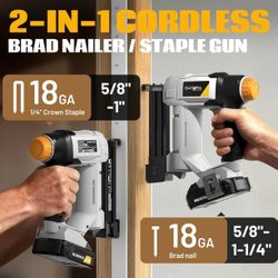New  Brad Nailer/Staple Gun Batavia 2-in-1 Cordless