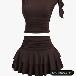 Brown skirt set
