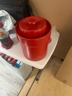 Red Ceramic Fermentation Crock with Lid