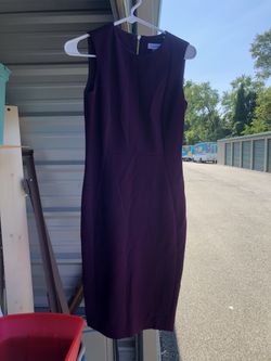 Calvin Klein, sheath sleeveless purple dress, zip up in back, size 2